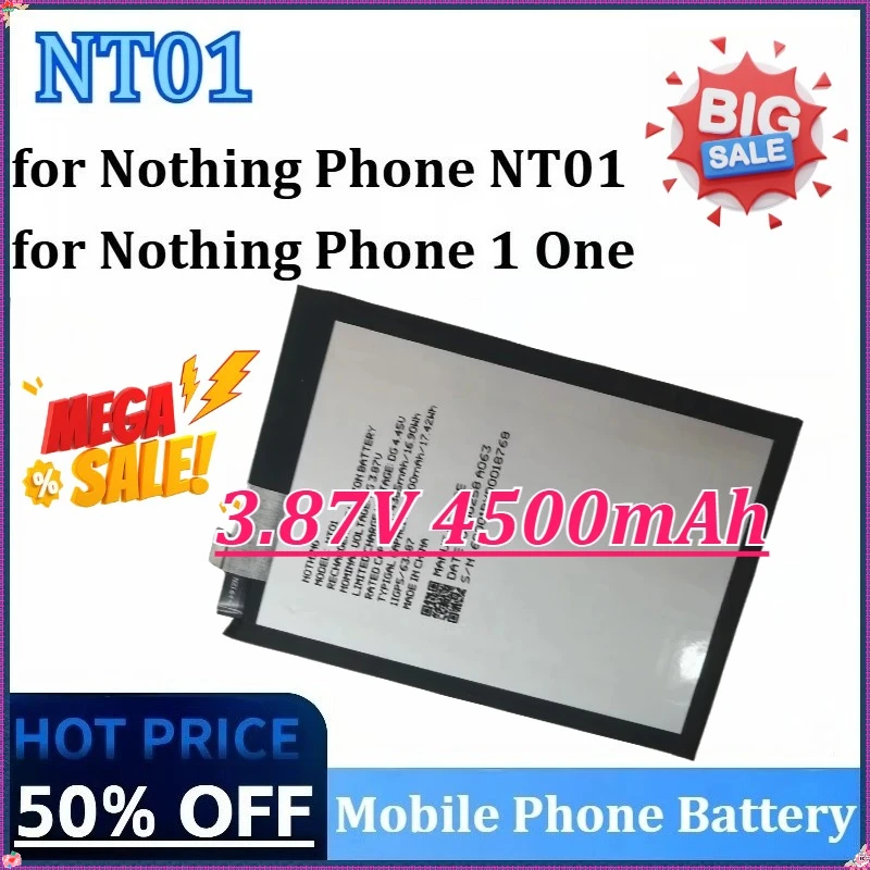 

Newly upgraded Rechargeable NT01 3.87V 4500mAh Mobile Phone Battery for Nothing Phone NT01 High-Capacity Replacement Batteries