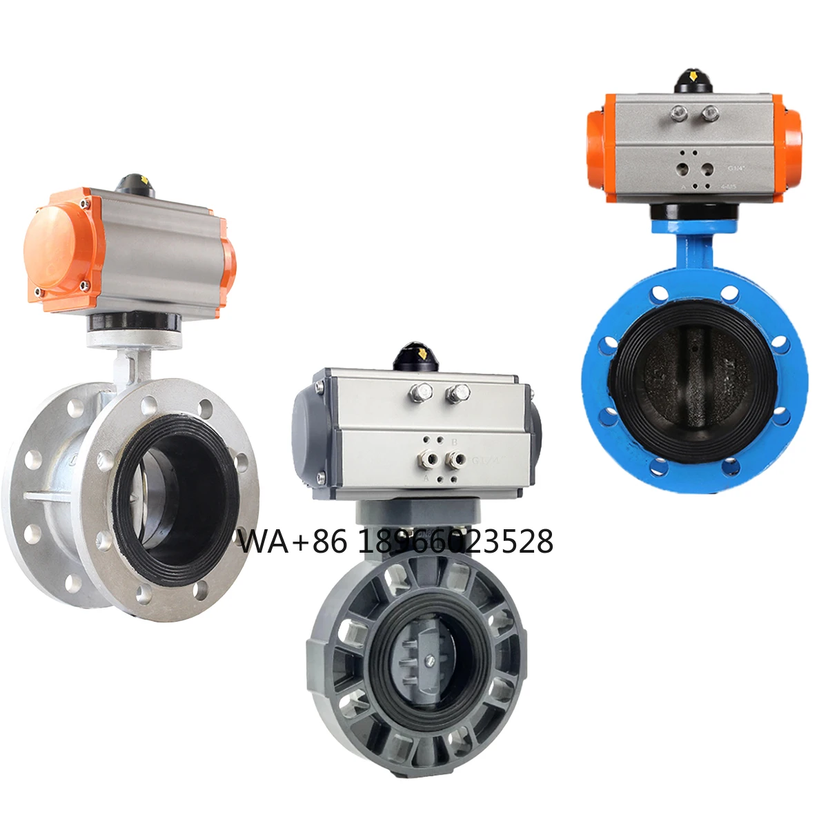 DN100 PN16 4 Inch Control Actuator Double Acting EPDM Rubber Seat Ss304 Stainless Steel Type Pneumatic Flange Butterfly Valve