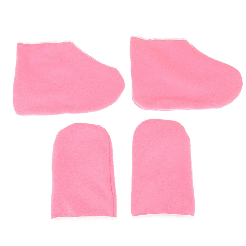 1 คู่ขี้ผึ้งพาราฟินผ้าฝ้าย Footmuffs Booties Hydrating Mask Spa Moisturizing ถุงเท้าถุงมือครอบคลุม Bath Liners
