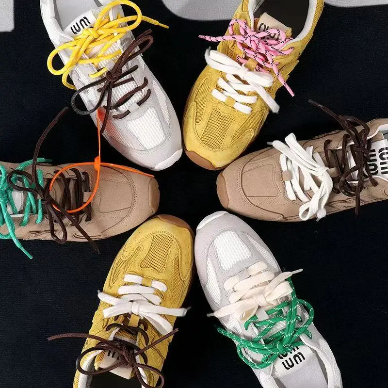 4 pieces /set Vintage DIY Colorful Shoelaces Low-top Canvas Sneaker Sport Casual Leather Shoestrings Laces Dropship image 3
