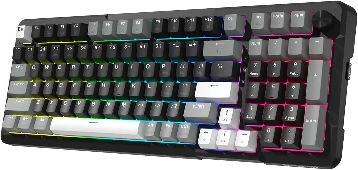 

K742 Wireless Mechanical Gaming Keyboard with Knob, Bluetooth 5.0/2.4GHz/USB-C, RGB Backlit, Hot Swappable Linear Switch, Creamy