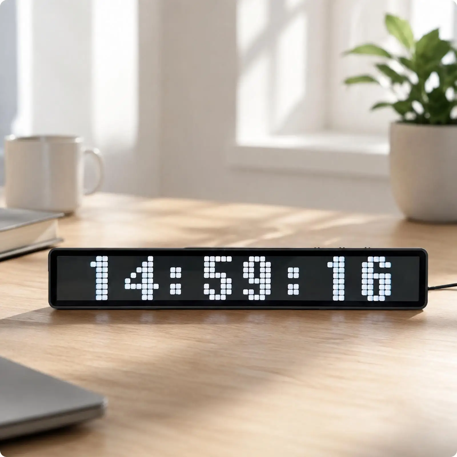 Minimalist LED Digital Clock for Desk with Sturdy Metal Body and Easy Read