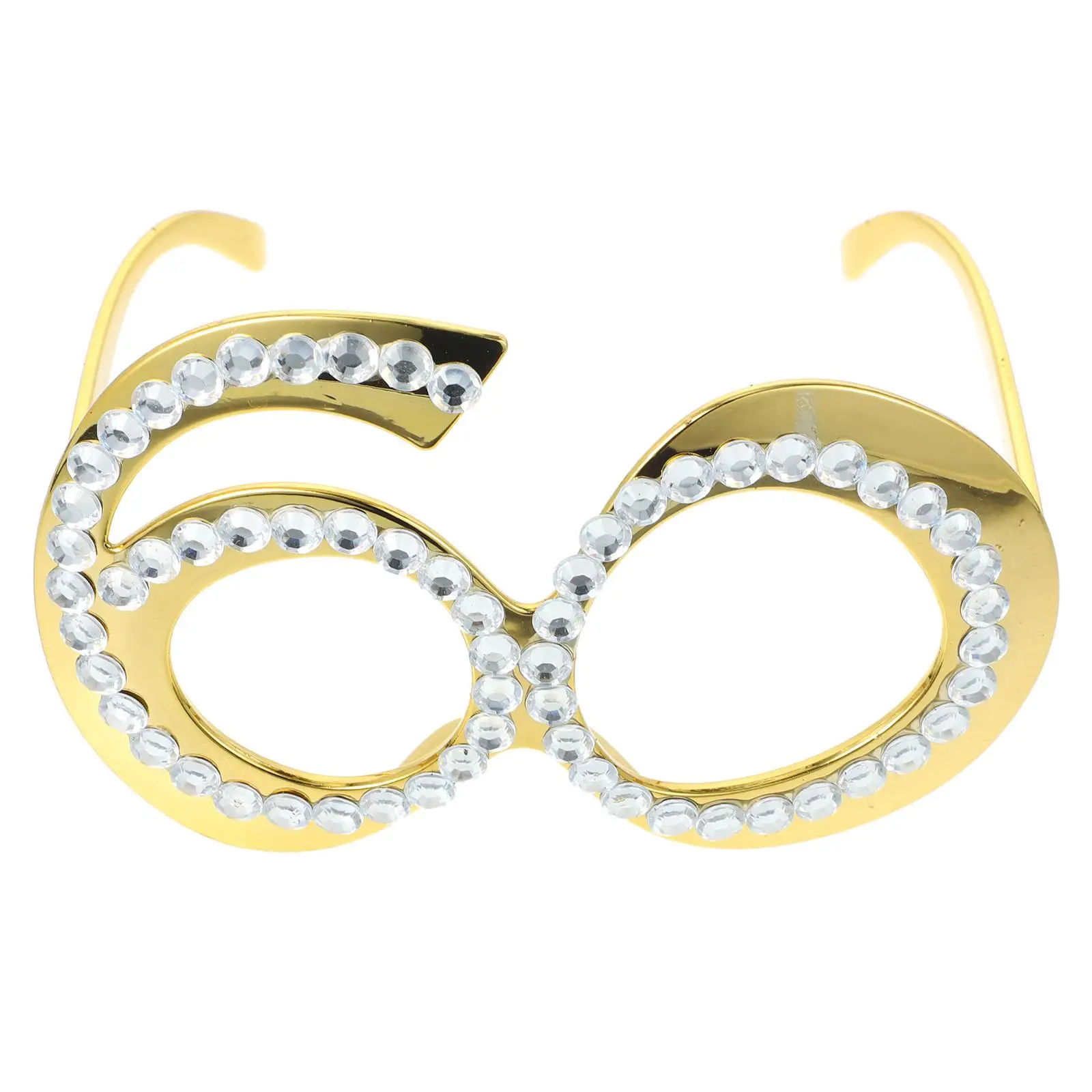 

60th Birthday Glasses Digital Eyewear Lightweight Plastic Frame Glitter Rhinestone Party Props Photo Booth Accessories