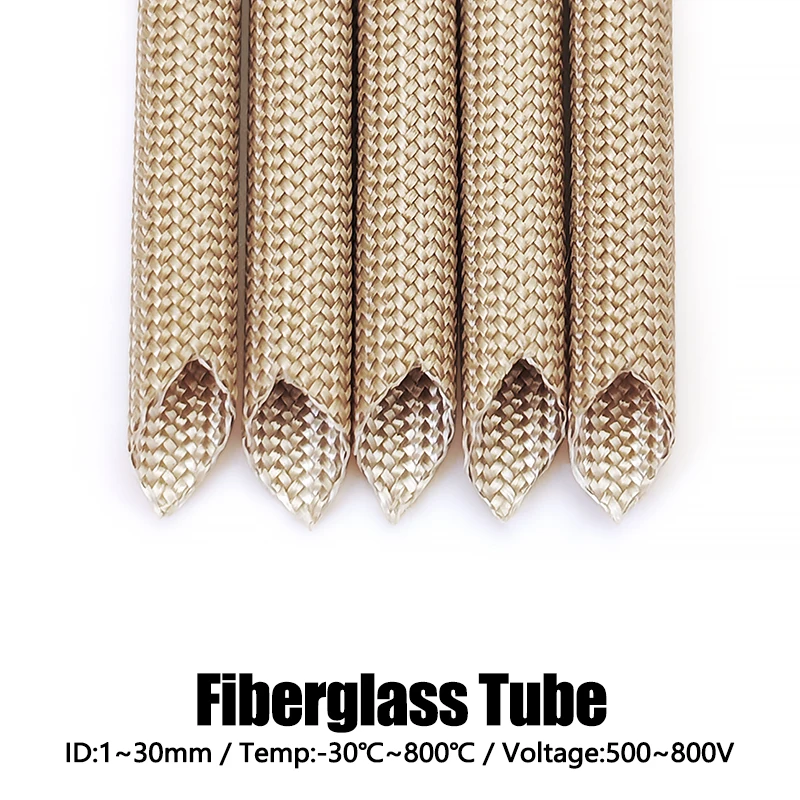 

5M 800Deg.C Fiberglass Tube High Temperature Wire Sleeve Flame Resistant Insulation Cable Protection Fiber Glass Sleeving