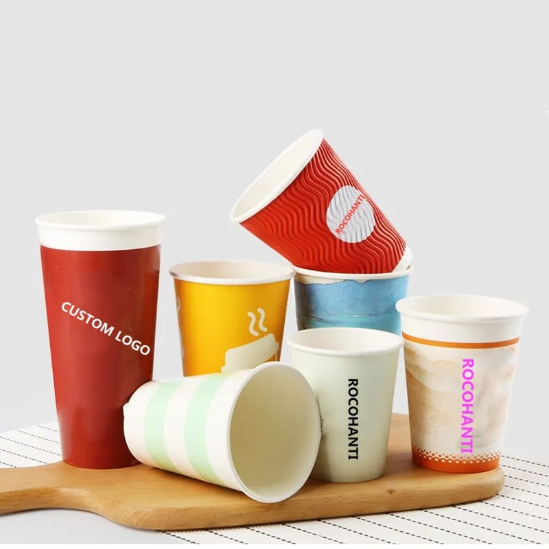 36PCS small batch take away pape coffee cups custom disposable paper cup with lids double wall cups for hot drinks