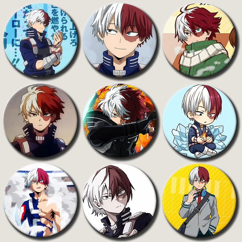 

58mm Anime Character Shoto Todoroki Soft Button Pin Hero Cartoon Brooch Creative Badge for Backpack Clothes Decoration Gift