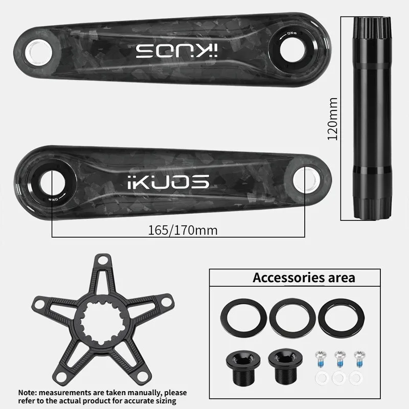 iKUOS 24mm Carbon crank 165mm 170mm with Spider For Brompton Folding bike 130bcd chainring Direct Mount 3 bolt Carbon Crank view 3