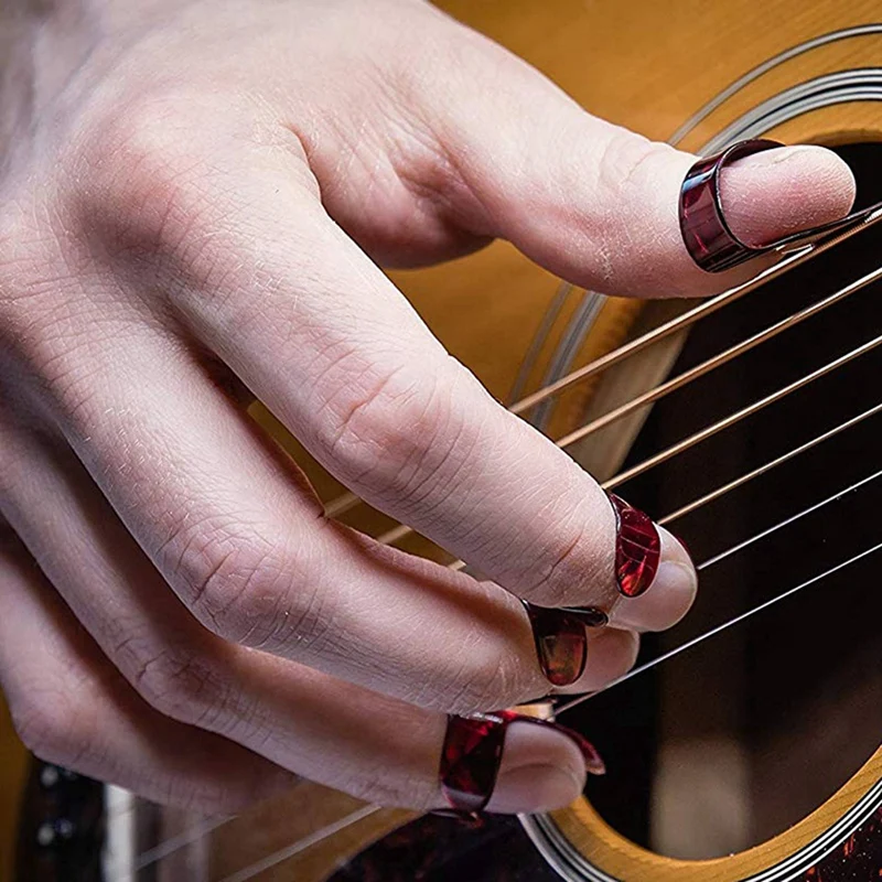 8X Ballad กีตาร์ชุดนิ้วกีตาร์ Pain-Proof Finger Set กีตาร์กีตาร์ Finger Thumb Index Finger Set (สีแดง)