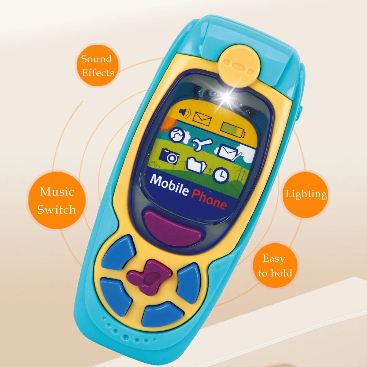 Telefon dla dzieci z muzyką i światłem, zabawka smartfon, interaktywny dźwięk, symulacja rozmów telefonicznych, prezenty dla dzieci.