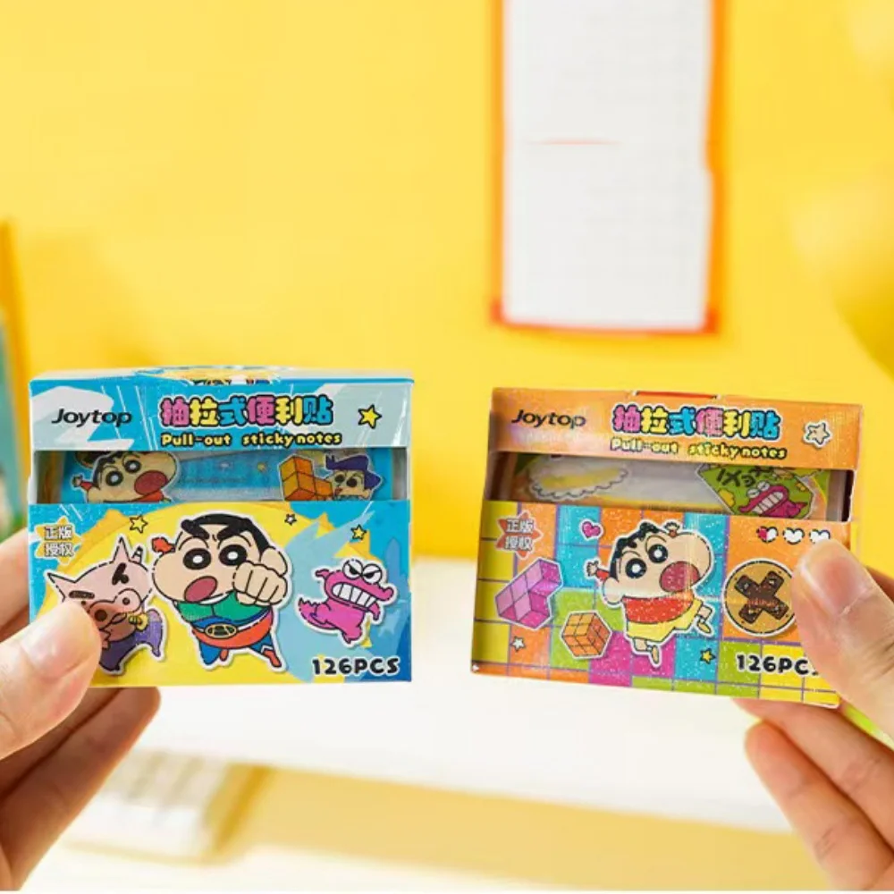 126 Uds. Crayón genuino Shin-Chan, notas adhesivas extraíbles, pegatina de notas de corazón femenino de dibujos animados, planificador de estudiantes, pegatinas decorativas Diy