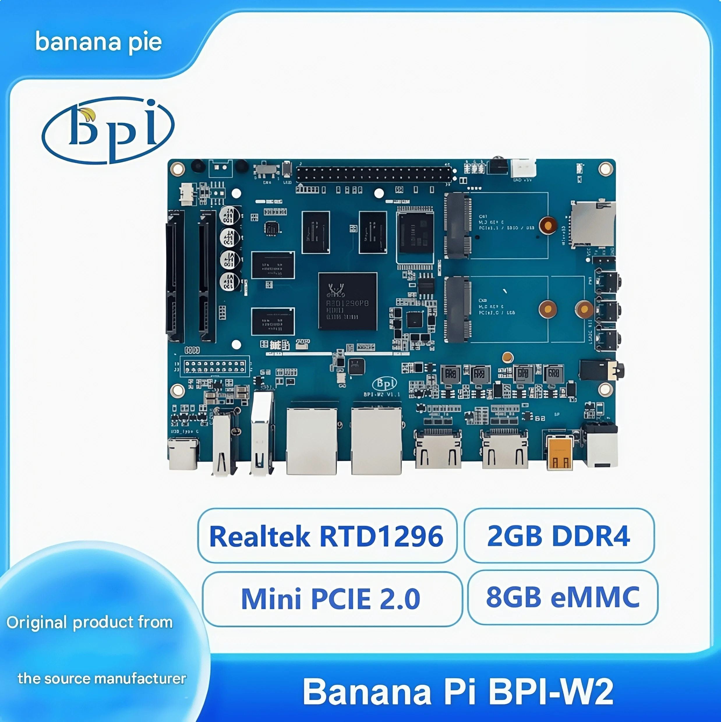 VoltSBanana Pi BPI-W2 Nas Open Source Router Development Board Uses Realtek RTD1296 Design