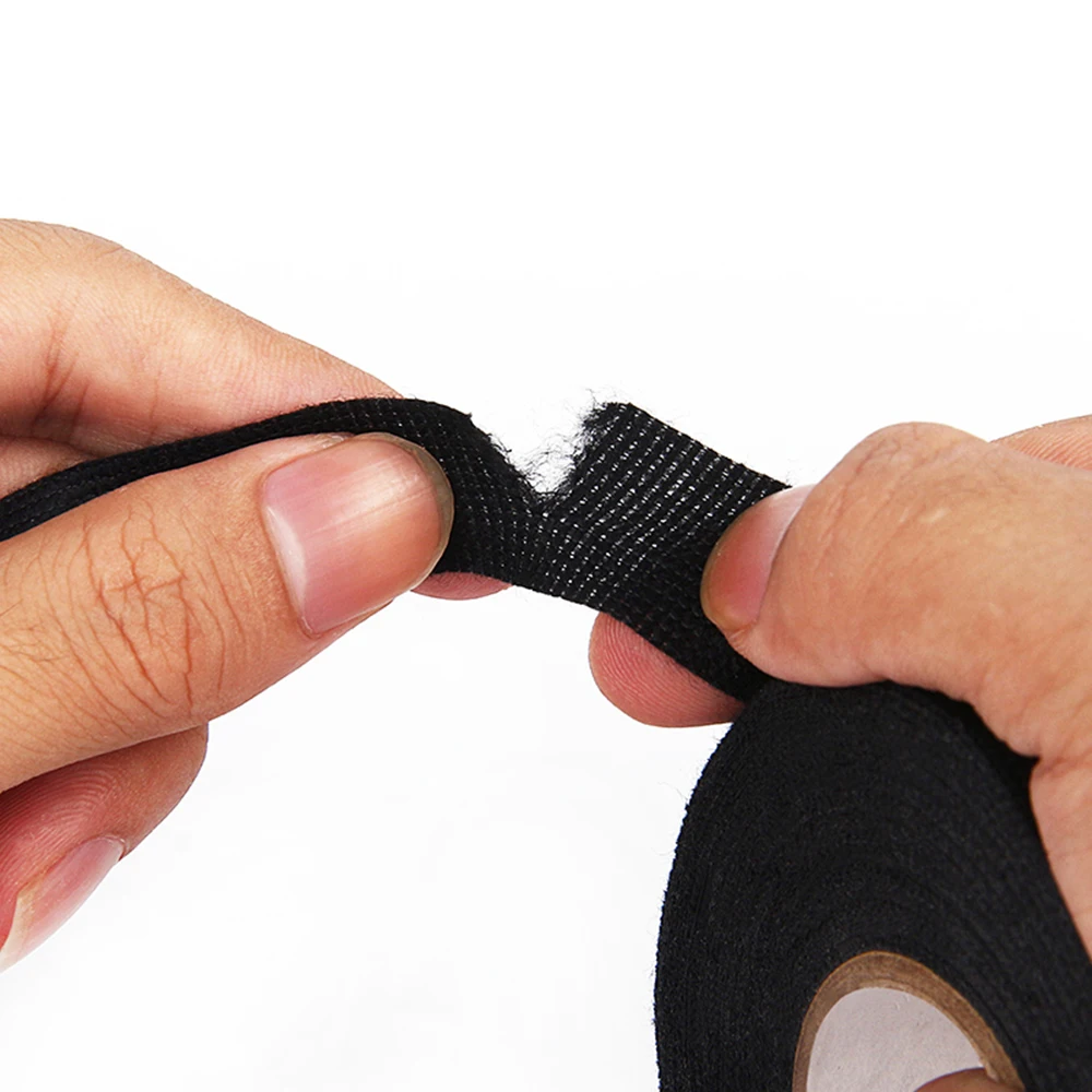 25 Meter Heat-resistant Fabric Tape Black Adhesive Electrical Insulating Cloth Tape for Car Cable Harness Wiring Loom Protection
