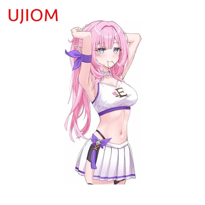 UJIOM 13cm × 7cm Elysia Honkai Star Impact 3rd Wall Sticker Seductive Pink Hair Girl Bathroom Murals Decal Nice Laptop Decor