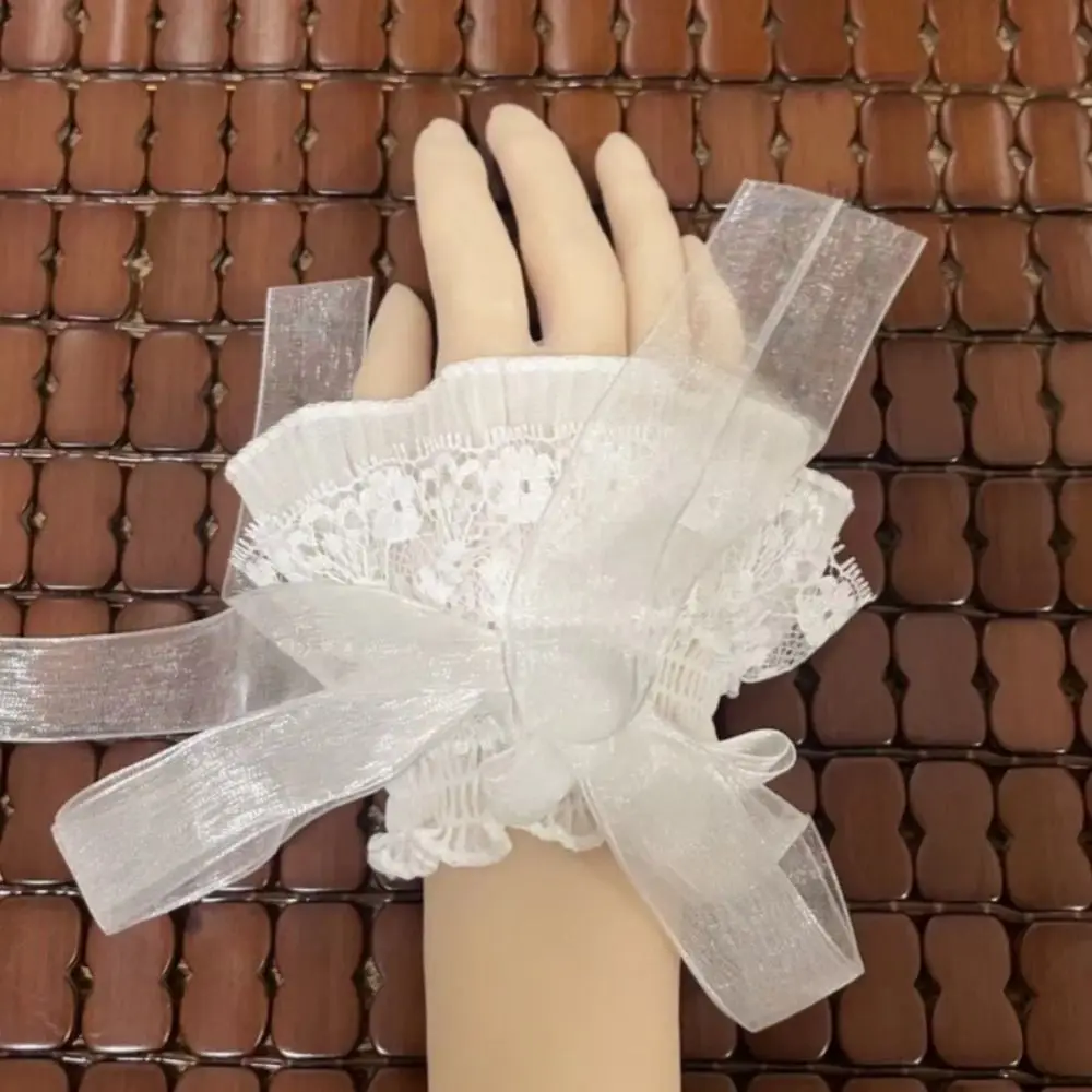 

Fashion Lace Lolita Arm Sleeve Bow Knot Versatile Ribbon Arm Cuffs Elastic Detachable Wrist Cuffs Anime Convention