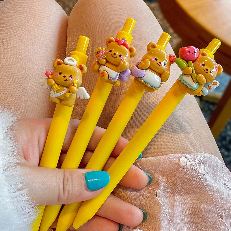 

Kawaii Butterbear Black Press Neutral Pen Cartoon Student Stationery Sweet Girl Korean Style Ball-Point Pen Office Supplies