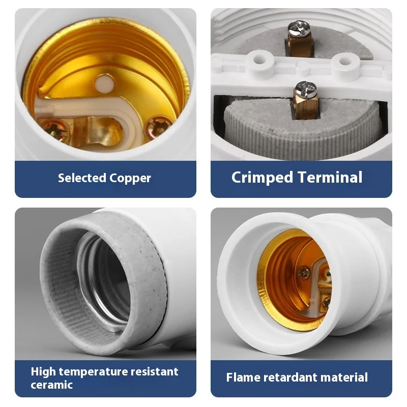 E27 Screw Ceramic Head Ceiling Type Engineering Household LED Bulb Thread Waterproof Socket Glued Wood Lamp Holder