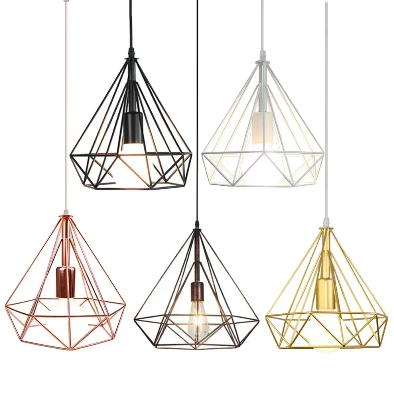 

Modern LED Pendant Light Vintage Industrial Loft Cage Hanging Lamp Kitchen Island Lamps Home Living Room Lighting Fixture Decor