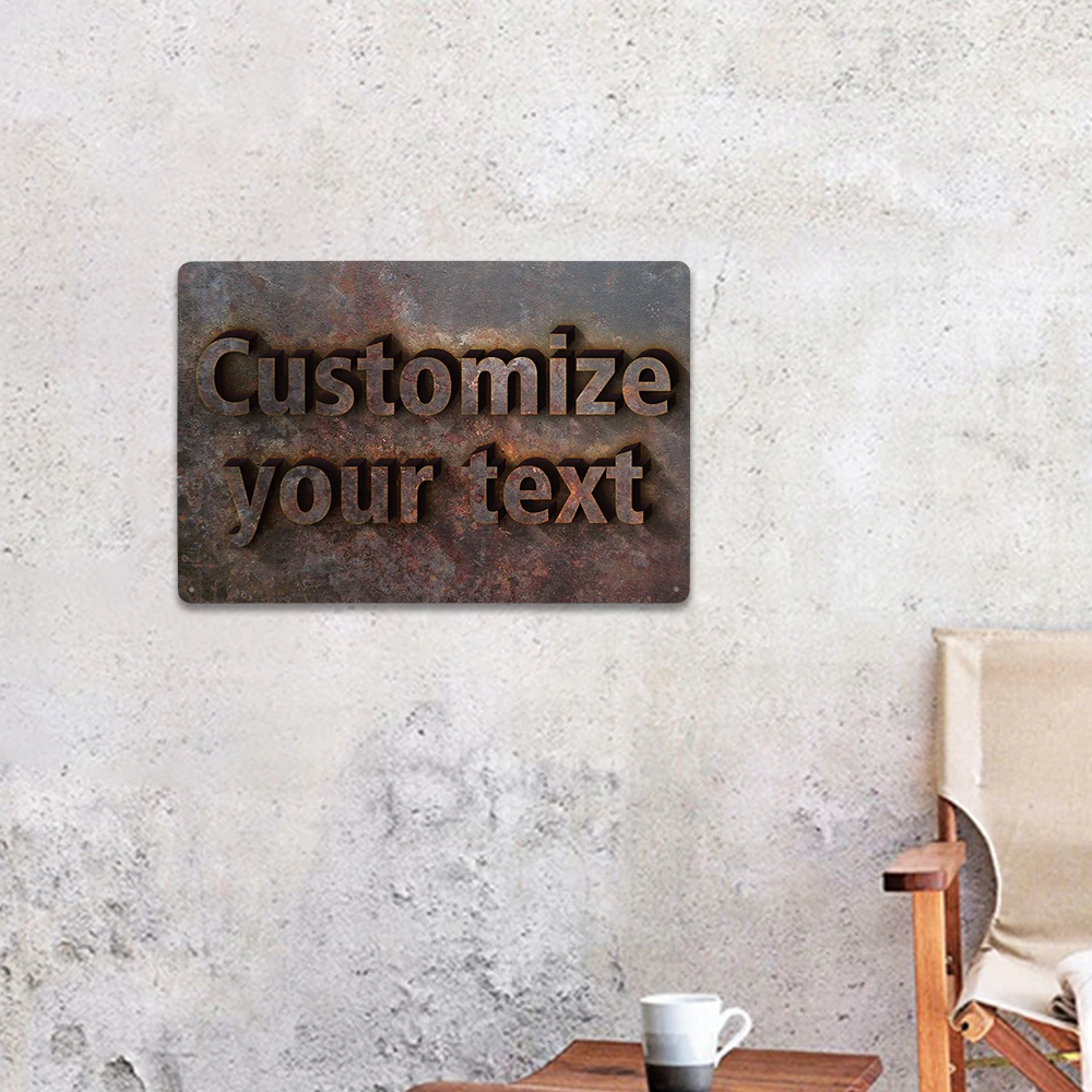 Custom Faux 3D Metal Rust Sign Vintage Wall Art Home Decor Personalized Text Plaque Cafe Bar Decoration