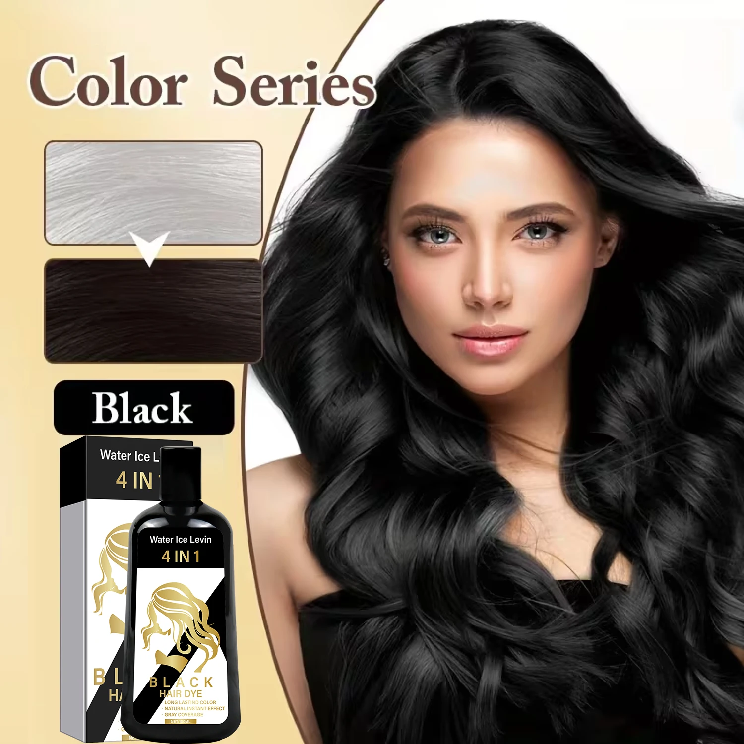 Black Hair Dye Shampoo 4 IN 1 1+1 Pack 100ml Biotin Collagen Hyaluronic Acid Vitamin C Gray Coverage Hair Repair Cheap