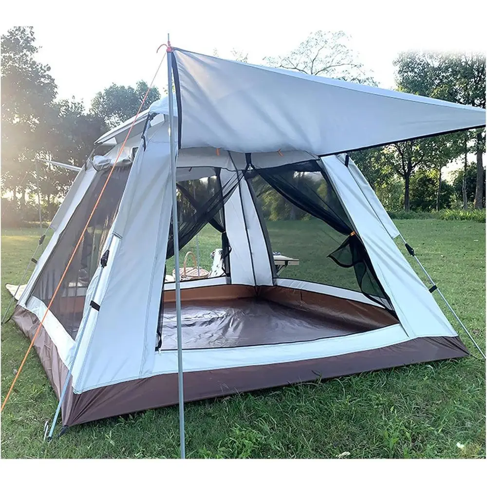 

4-Person Double Layer Waterproof Camping Tent with Porch and Blackout Privacy