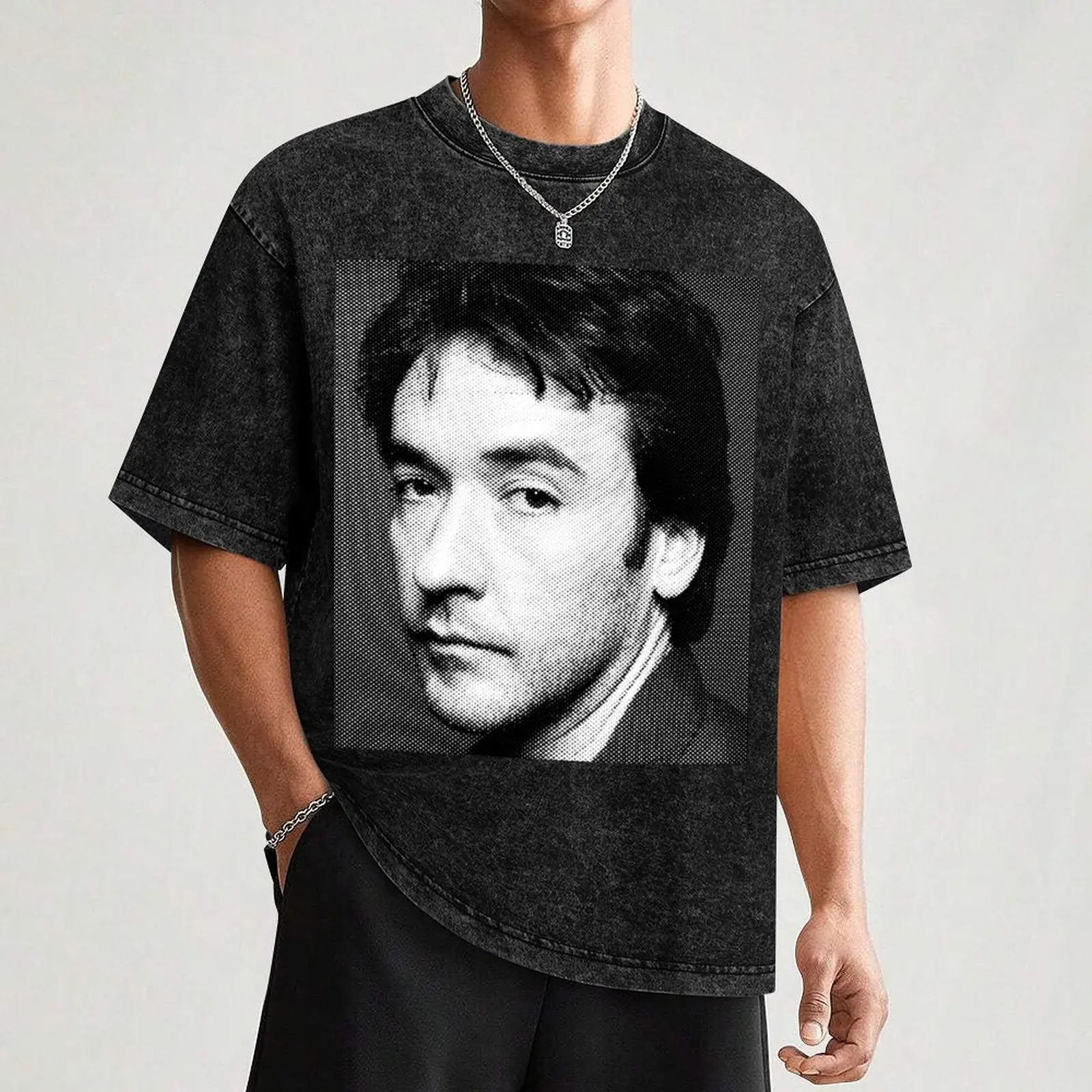 John Cusack Black & White Portrait T-Shirt Relaxed Casual Short Sleeve Tee