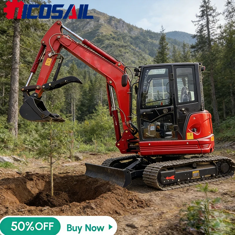 Nicosail 3.5Ton Mini Excavator Hydraulic Crawler Digger for Construction Farm Garden Heavy Duty Work