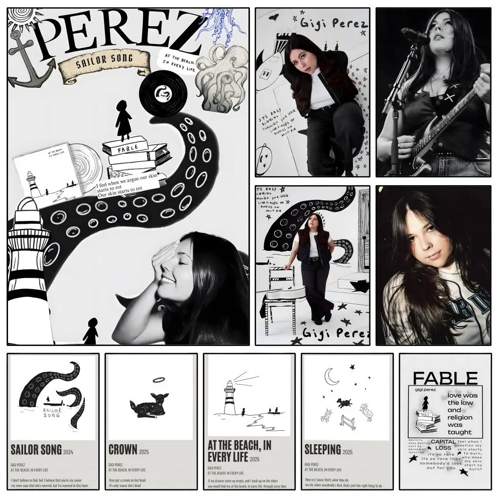Singer G-Gigi P-Perez Sailor Song Poster Waterproof HD Modern Peel And Stick Wall Decor Bedroom Living Room Dorm Office