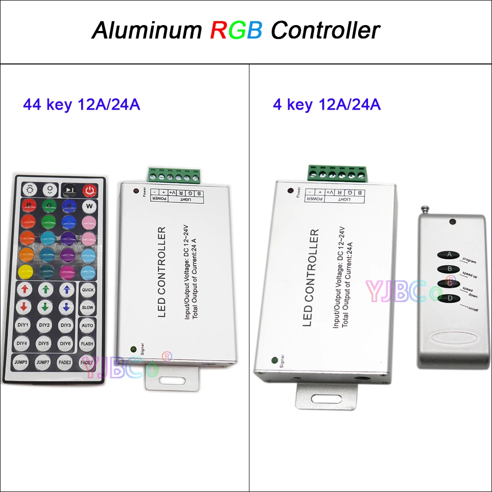 

Aluminum 12V 24V DC 12A 24A RGB LED Strip Controller 4 keys/44 key RF Wireless Remote Control Dimmer Switch for RGB Light Tape