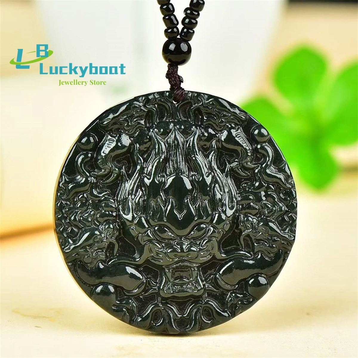 Natural Hetian Qingyu Round Dragon Tag Pendant Simple and Personalized Exquisite Fashion Versatile for Men and Women