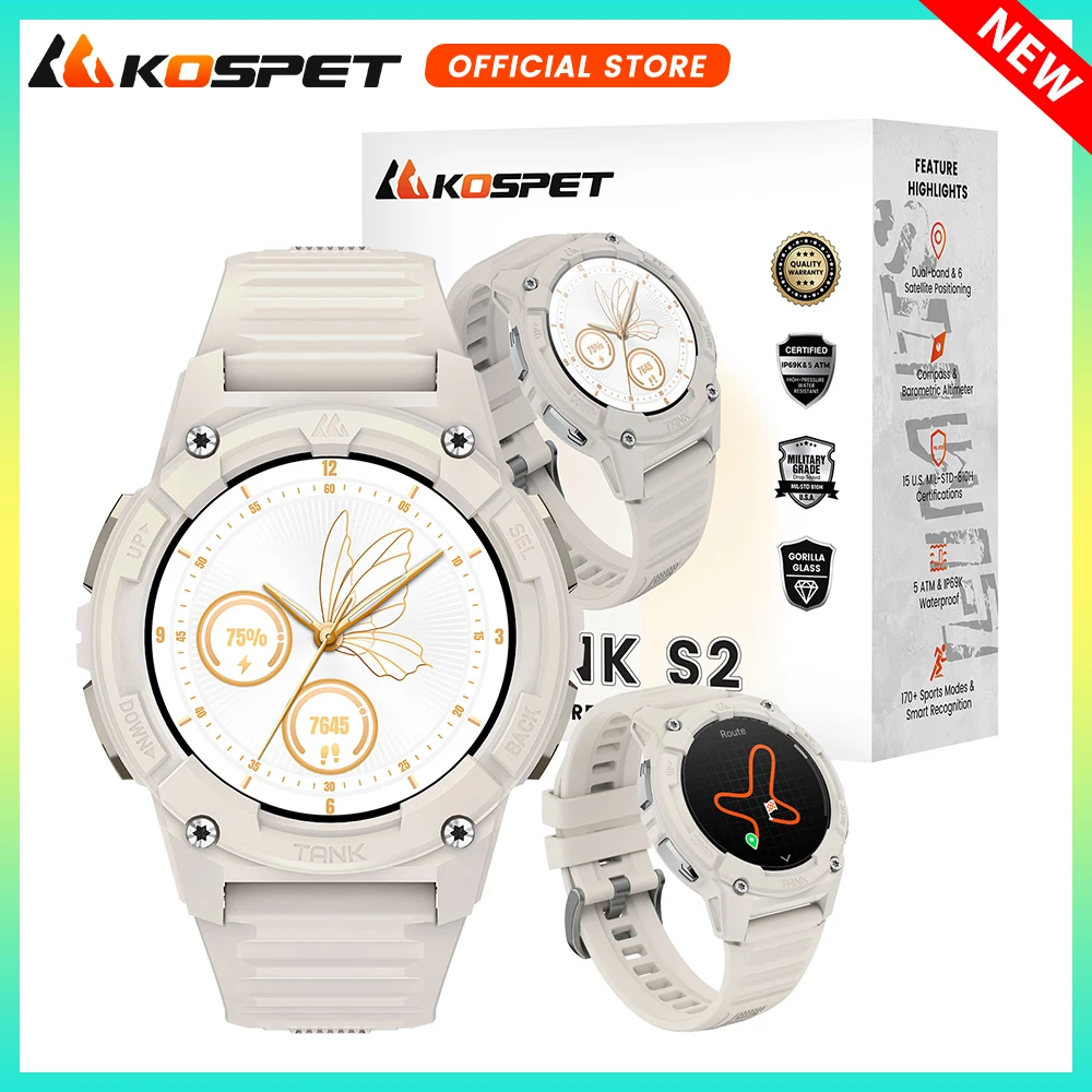 

KOSPET TANK S2 GPS Smart Watch For Women Compass Altimeter Barometer Bluetooth Call AI Voice AMOLED IP69K Waterproof Smartwatch