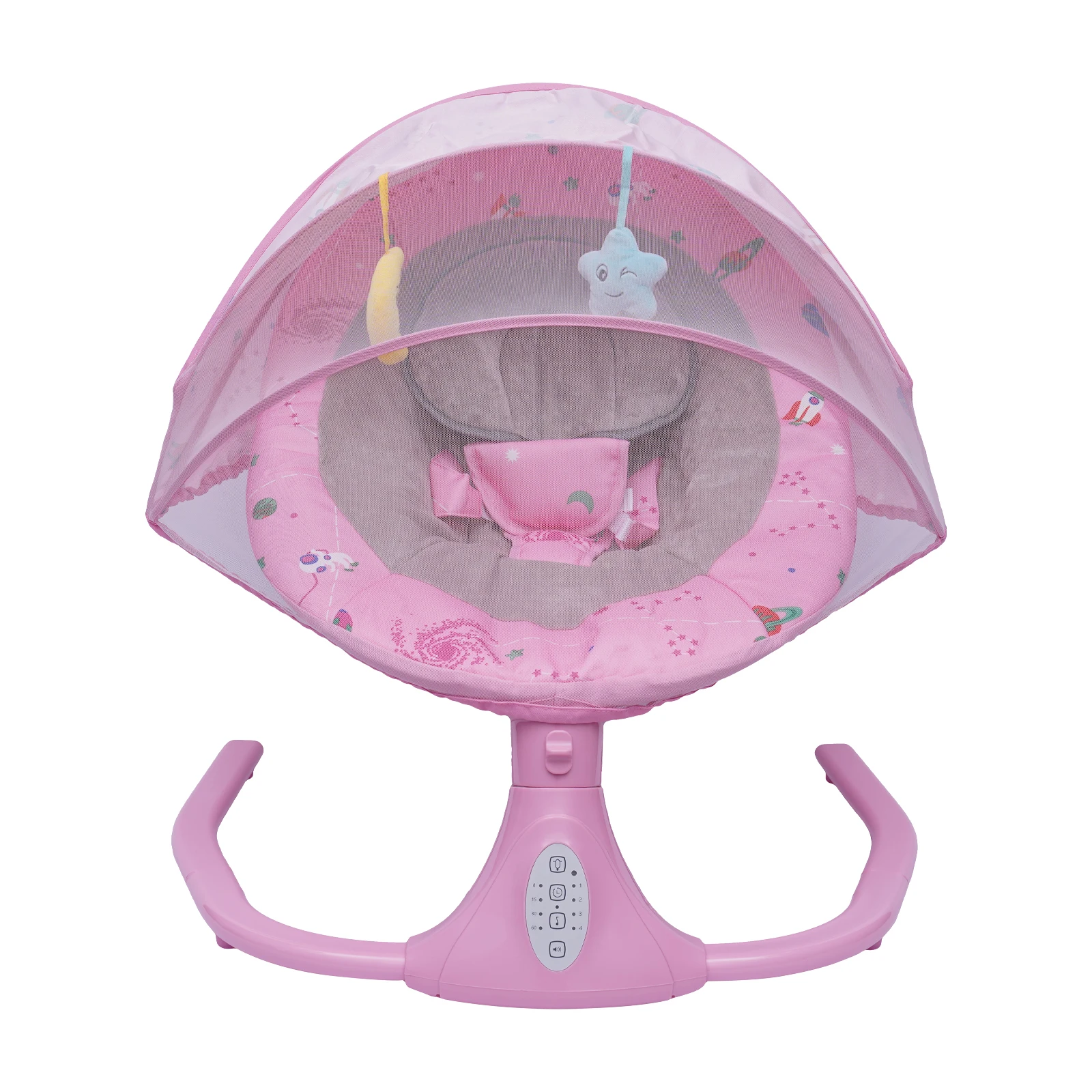 Transat bébé rose, réglable sur 3 positions et 4 vitesses de balancement, 12 berceuses Bluetooth, ca