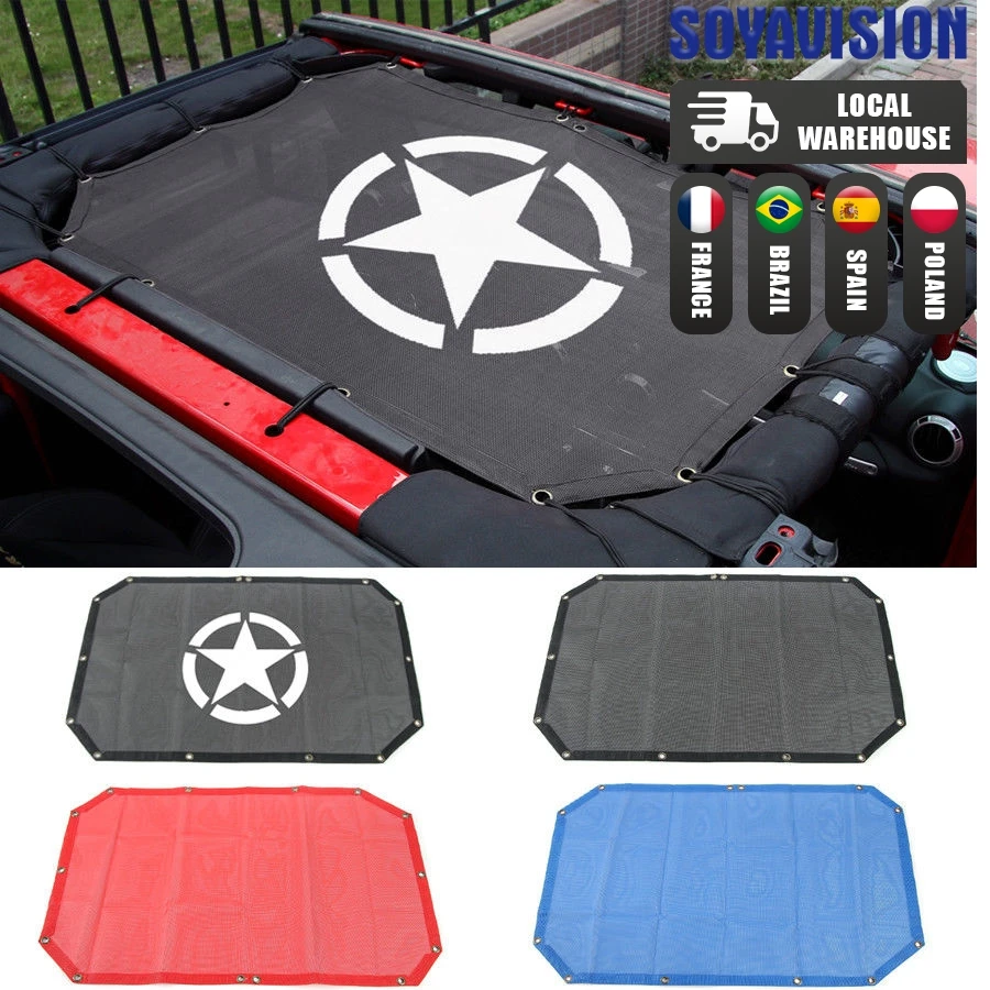 Car Roof Sunshade Mesh for Jeep Wrangler JK Accessories Styling 2/4 Door 2007-2017 Shade Top UV Proof Protection Net Cover