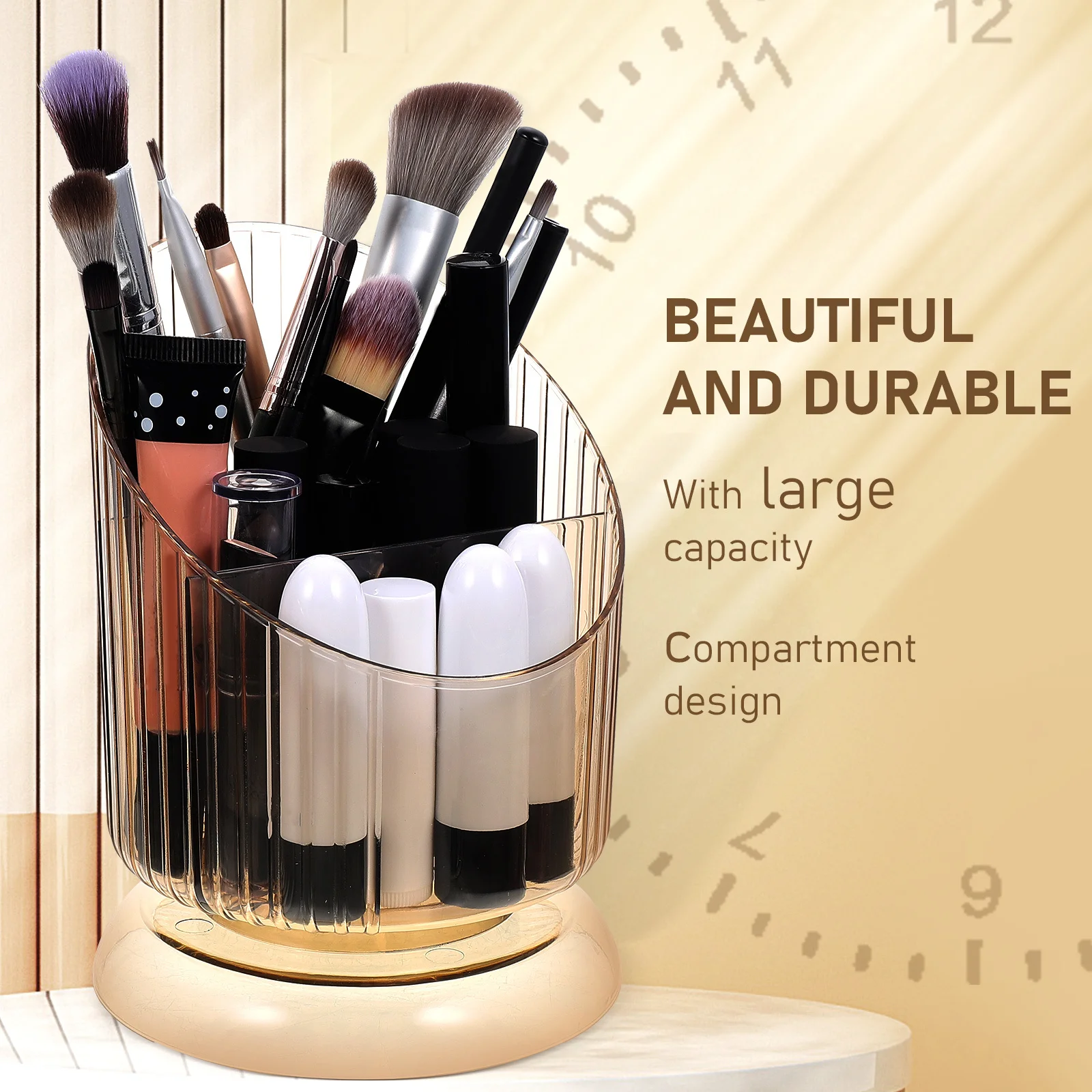 

1pc Large Capacity Pet Pencil Holder 3-Compartment Stationery Container Desktop Organizer For Office School Dorm Room Storage