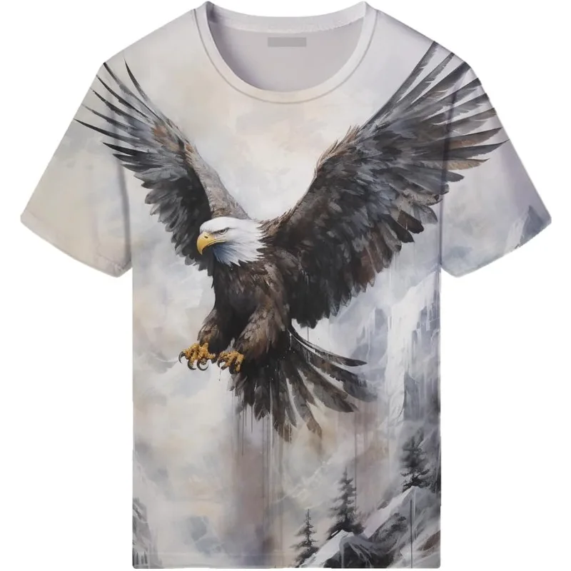 Men's Eagle Printed Tee Shirt Novelty Graphic T-Shirt Summer Casual Top Fashion Summer Trendy Street Graphic Funny T-Shirts Tees