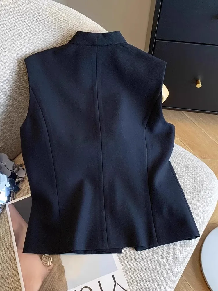 

Высококачественный винтажный черный кружевной жилет, женский летний жилет с разрезом, одинаковый универсальный топ, свободная посадка