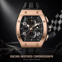 TSAR BOMBA TB8224Q Men's Rose Gold Tone Tonneau Quartz Chronograph Watch, Sapphire Crystal, 5ATM Water Resistant, Business Style photo 1