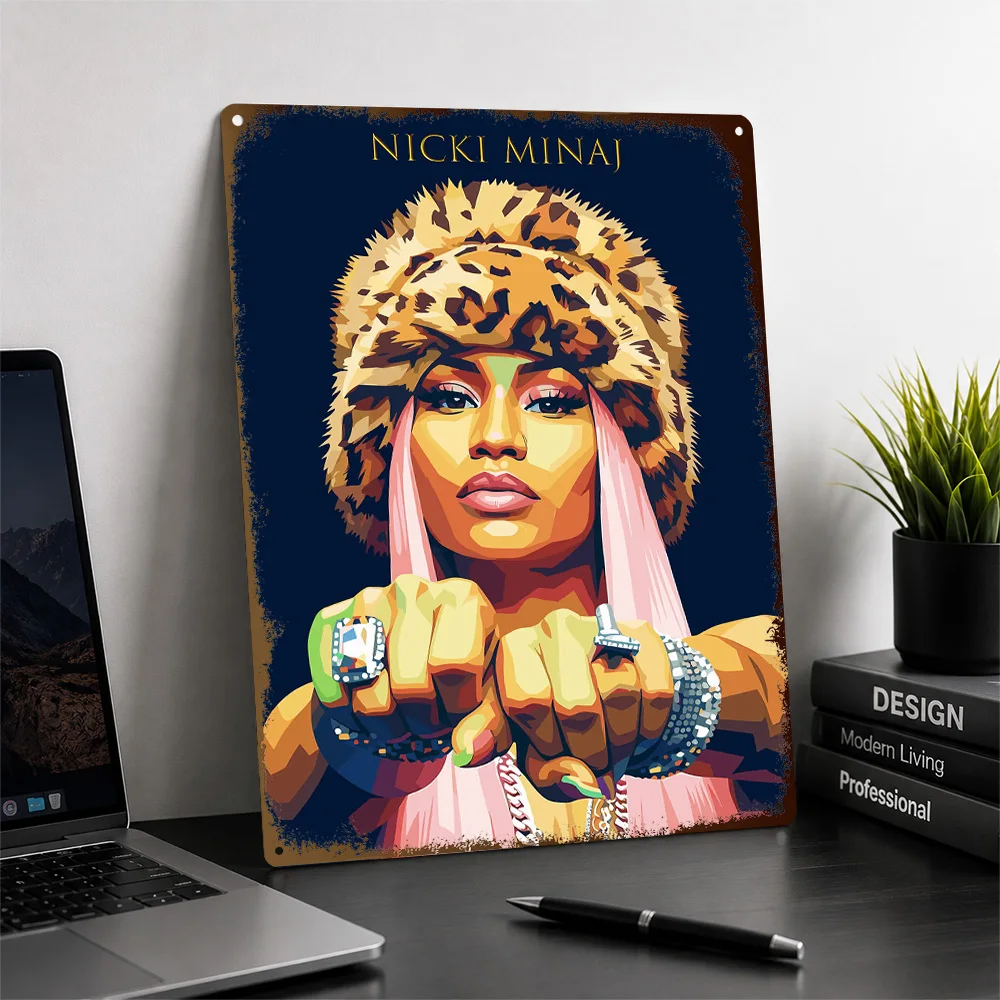 Nicki Minaj Pop Portrait Aluminum Poster Personalized Metal Sign Dynamic Urban Rhythm Wall Art A Distinctive Gift For Rap Fans