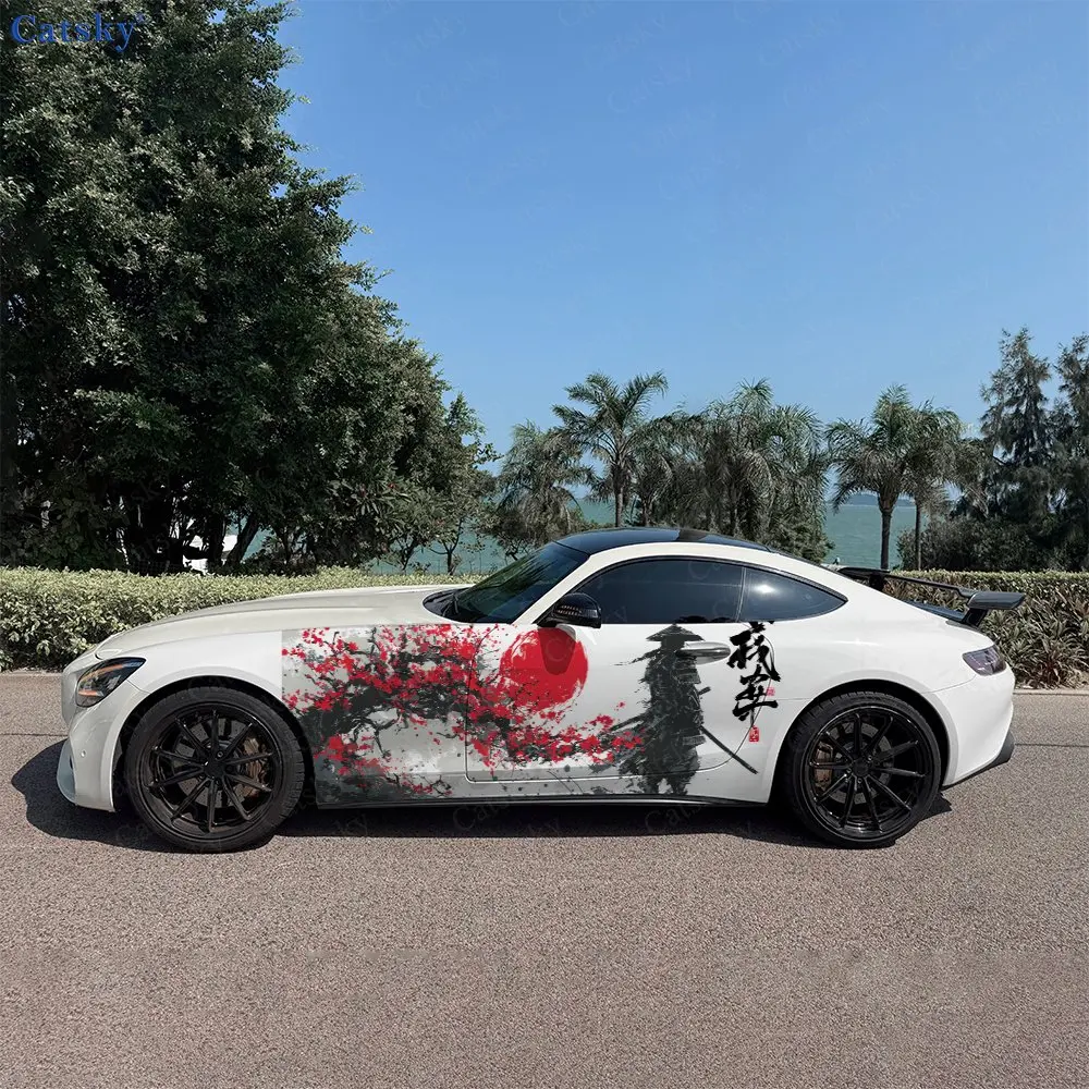 2pcs Warrior Under The Tree Decal, Durable, Fade-Resistant, Enhance Your Vehicles Aesthetic With Bold Art Design Car Vinyl Wrap