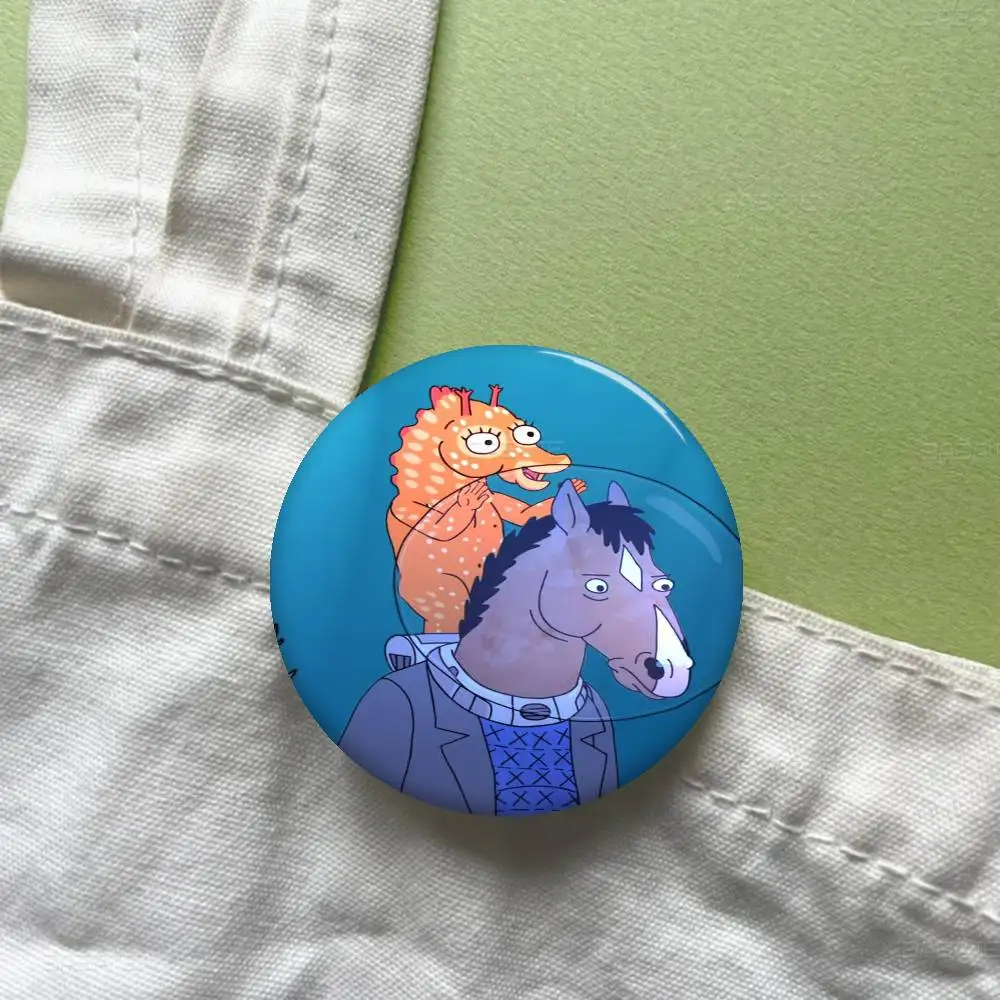 BoJack H-Horseman 58mm Cute Anime Figure Icon Badge Handmade Tinplate Brooch for Backpack Clothes