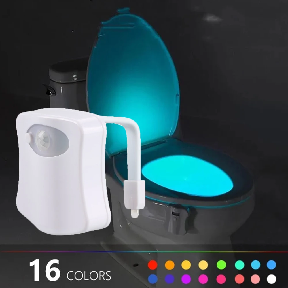 

16 Color LED Smart Sensor Light Toilet Seat Night Light Motion Sensor Waterproof Backlight Colorful Sensing WC Toilet Light