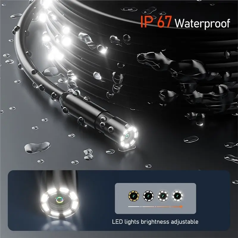 Endoscope Camera Car Inspection Borescope 8MM Probe With Leds Waterproof Plumbing Camera 2600Mah B