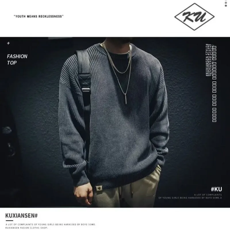 Waed محبوك سترة الرجال فضفاضة كبيرة الحجم الشتاء Thiened بسيط جولة Ne محبوك شتاء دافئ ماركة Faion عادية