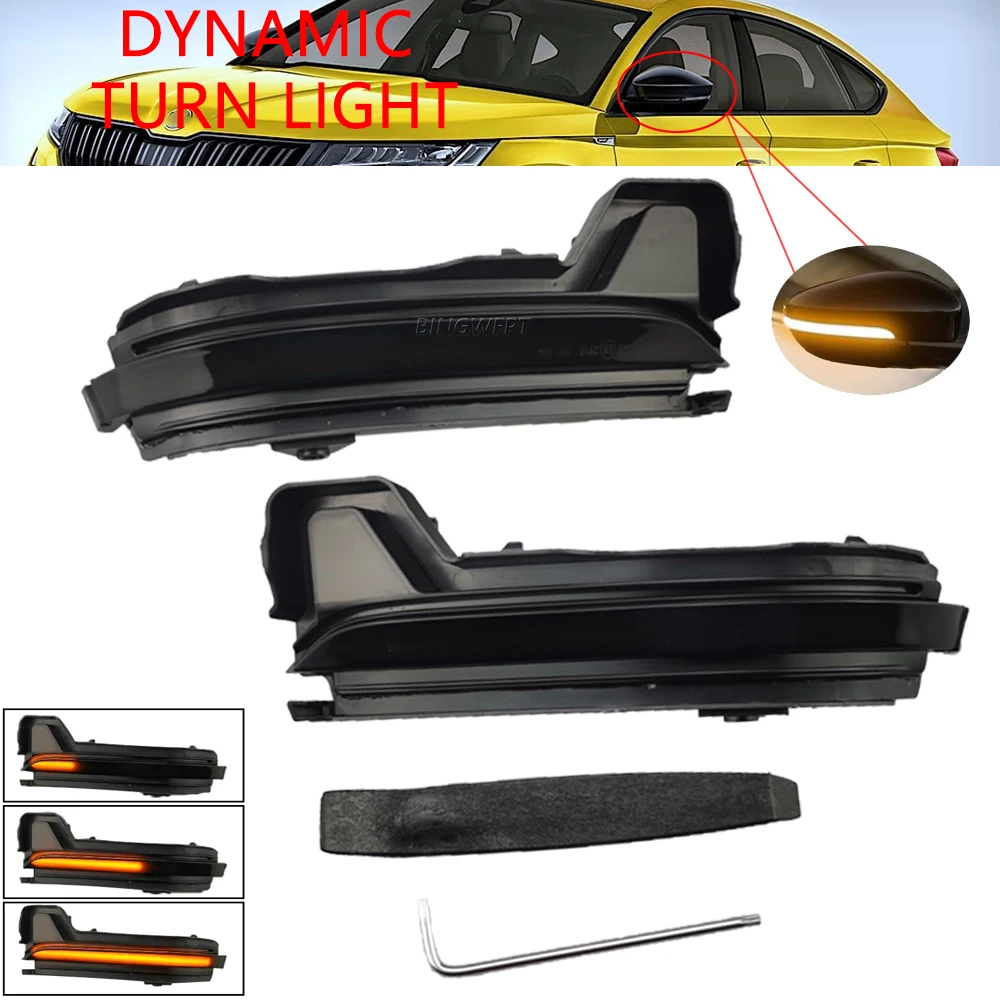 Side Mirror Flasher Lamp Dynamic Blinker LED Turn Signal Light For Skoda Kodiaq 2016- 2020 Karoq 2017 2018 2019 2020