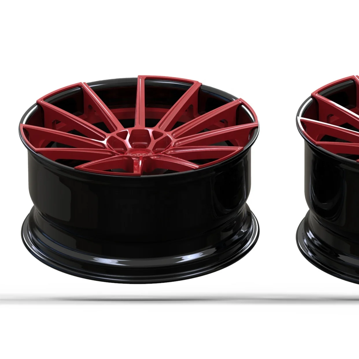 22 Inch Red Disc Gloss Black Two-piece Rims Car Wheels