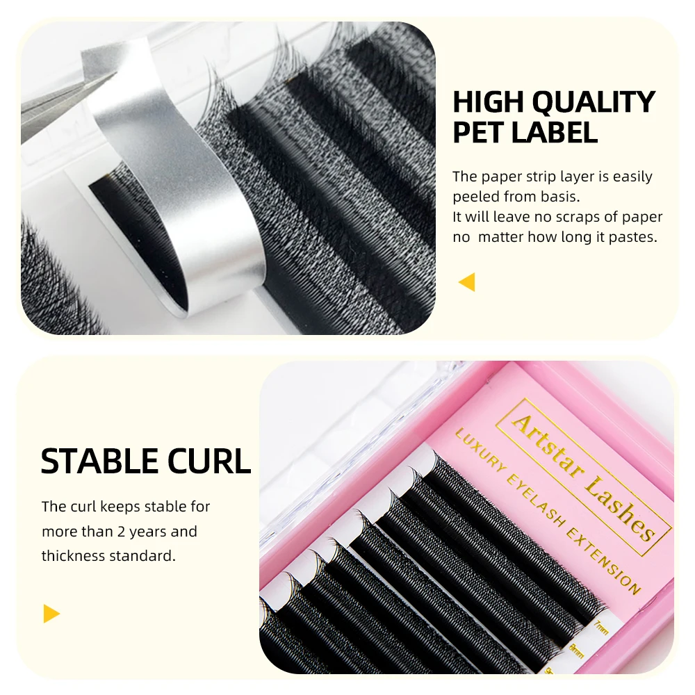 ARTSTAR YY Lashes Extensions 12Rows/tray Korea PBT Black Y Shaped Lashes  8-15mm Professional YY Eyelashes Makeup Wholesale