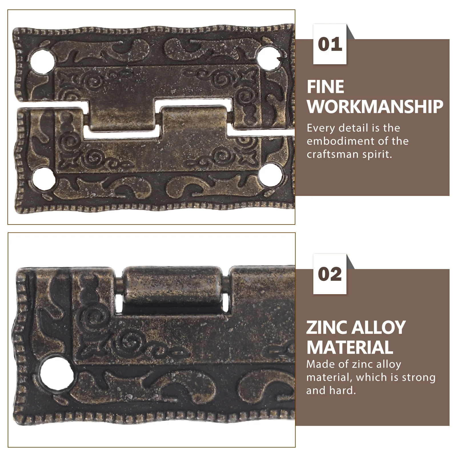 

12Sets Zinc Alloy Box Hinges Vintage Small Door Hinges for Wooden Jewelry Gift Boxes Cabinet Furniture