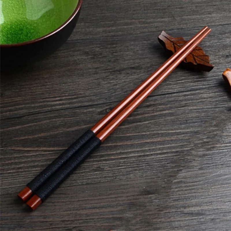 2pcs Handmade Japanese Natural Chestnut Wood Sushi Chopsticks Set Value Gift Sushi Chinese food Tie line