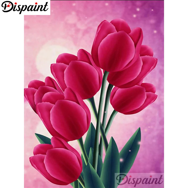 

Dispaint Full Square/Round Drill 5D DIY Diamond Painting "Red flower" Embroidery Cross Stitch 3D Home Decor A10488