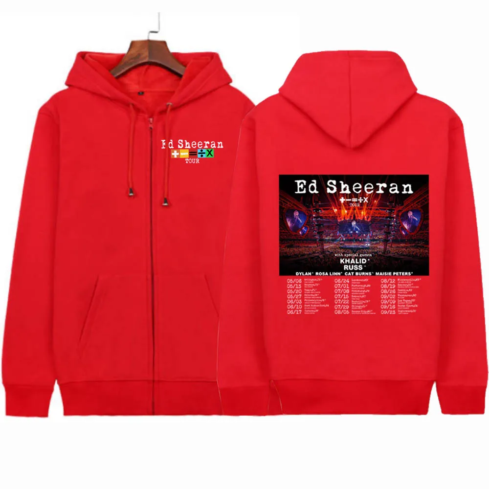 Ed Sheeran Mathematics Tour 2024  Zip Up Hoodie Sweatshirts Kpop Zipper Jacket Long Sleeve Coat Gift