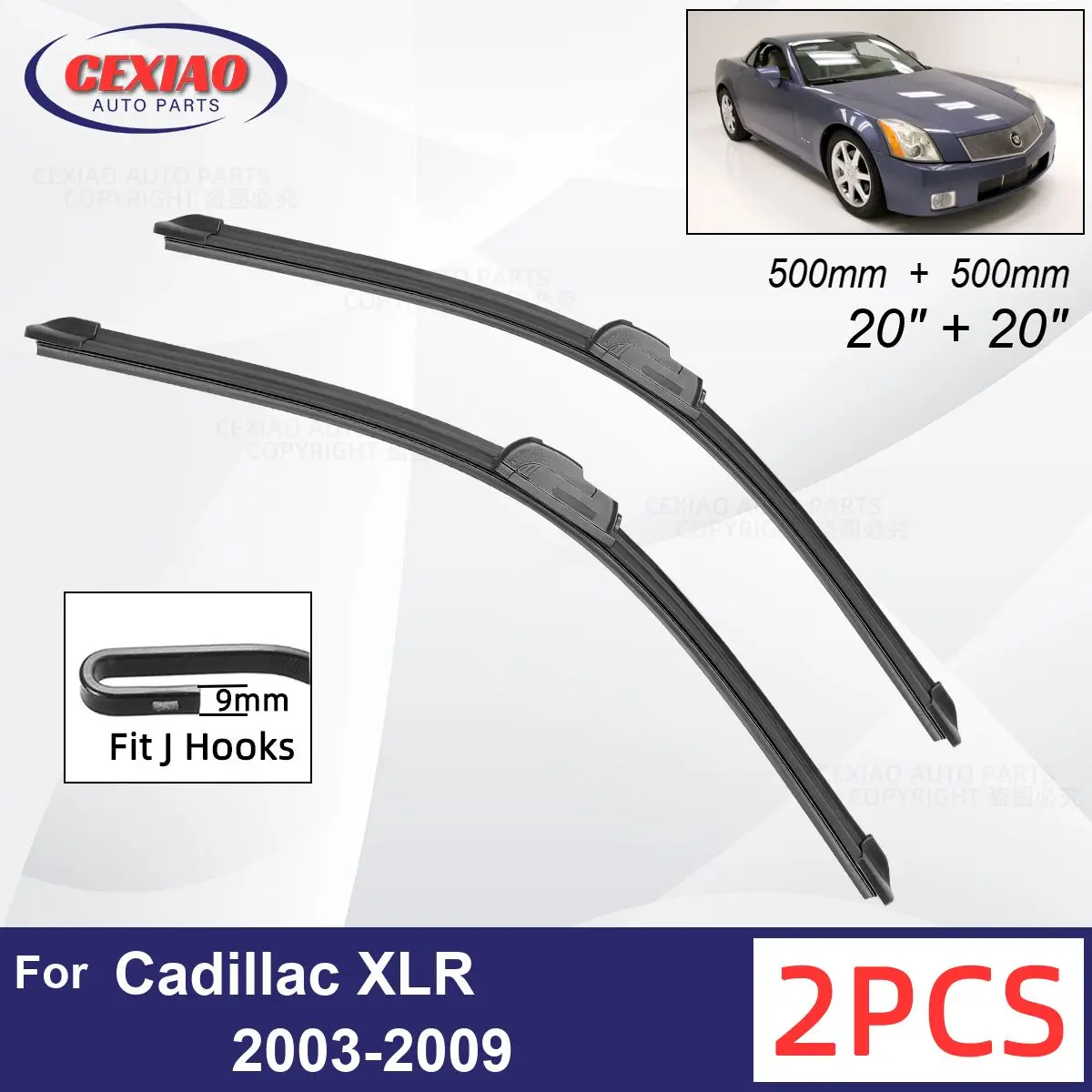 

Car Wiper For Cadillac XLR 2003-2009 Front Wiper Blades Soft Rubber Windscreen Wipers Auto Windshield 20" 20" 500mm + 500mm